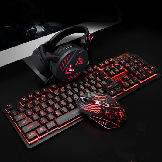 DSFY Wired Luminous Gaming Keyboard, Mouse, Mousepad, & Headset
