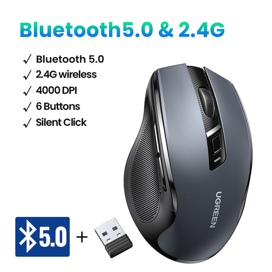 UGREEN Wireless Ergonomic Mouse 4000 DPI Silent 6 Buttons.